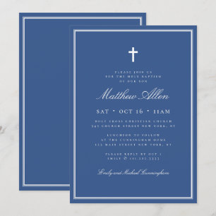 Invitation Baptême Pour Lui Classic Elegant Cross