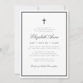 Invitation Baptême Pour Sa Croix Élégante Classique (Devant)