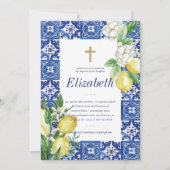 Invitation Baptême Pour Ses Carreaux De Foliage De Citron Méd (Devant)