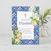 Invitation Baptême Pour Ses Carreaux De Foliage De Citron Méd (Debout devant)