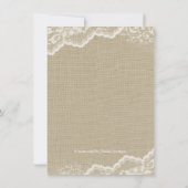Invitation Baptême Princesse Perle Dentelle de Jute Rustique (Dos)