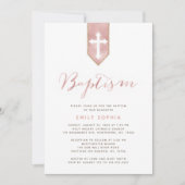 Invitation Baptême rose brillante (Devant)