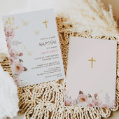 Invitation Baptême rose Chic Floral