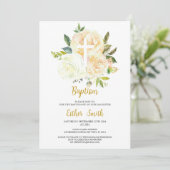 Invitation Baptême rose de crème blanche (Debout devant)