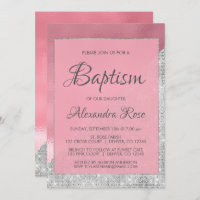 Baptême rose d'or et d'argent étincelant bébé fill