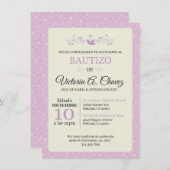 Invitation Baptême rose - Espagnol (Devant / Derrière)