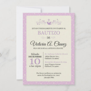 Invitation Baptême rose - Espagnol