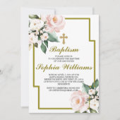 Invitation Baptême rose et blanc (Devant)