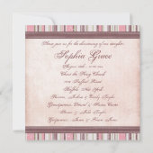Invitation Baptême rose et marron (Dos)