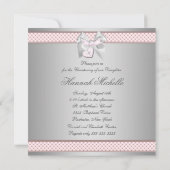 Invitation Baptême Rose Fille Croix Rose (Dos)