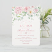 Invitation Baptême rose Floral Hydrangea Botanical Blooms (Debout devant)