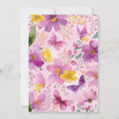 Invitation Baptême rose Fuchsia brillant Christening Floral (Dos)