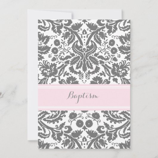 Invitation Baptême rose Grey (Devant)