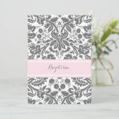 Invitation Baptême rose Grey (Debout devant)