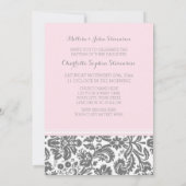Invitation Baptême rose Grey (Dos)