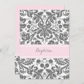 Invitation Baptême rose Grey (Devant / Derrière)