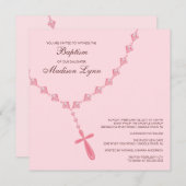 Invitation Baptême rose Inviation de bébé de perle de (Devant / Derrière)