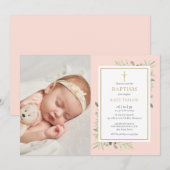Invitation Baptême rose pâle Baptême Baptême Baptême Photo (Devant / Derrière)