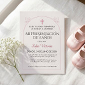 Invitation Baptême Rose | Présentation 3 Ans