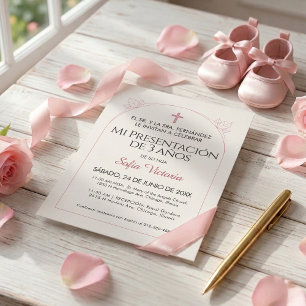 Invitation Baptême Rose Présentation 3 Ans