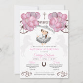 Invitation Baptême rose Silver Mexicain Baby Charra Ballons (Devant)