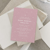 Invitation Baptême rose simple avec points blancs