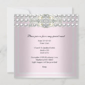 Invitation Baptême rose Tiara argent blanc Pearl Diamond (Dos)