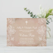 Invitation Baptême rose Vintage (Debout devant)