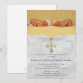 Invitation Baptême Roses d'argent avec photo (Devant / Derrière)