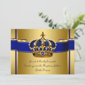 Invitation Baptême royal bleu et or (Debout devant)