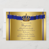 Invitation Baptême royal bleu et or (Dos)