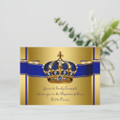 Invitation Baptême royal bleu et or (Debout devant)