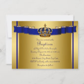 Invitation Baptême royal bleu et or (Dos)