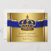 Invitation Baptême royal bleu et or (Devant)