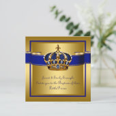 Invitation Baptême royal bleu et or (Debout devant)