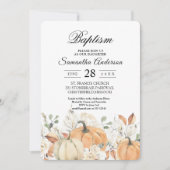 Invitation Baptême rustique d'automne | Citrouille à l'aquare (Devant)
