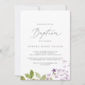 Invitation Baptême rustique Lilac (Devant)