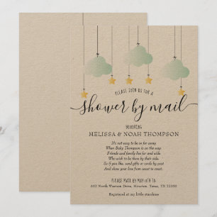 Invitation Baptême rustique par la poste, Sprinkle de longue 