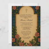 Invitation Baptême Sainte Famille Verre doré (Devant)