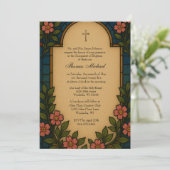 Invitation Baptême Sainte Famille Verre doré (Debout devant)