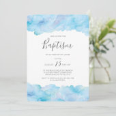 Invitation Baptême Salé bleu marine aquarelle (Debout devant)