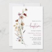 Invitation Baptême sauvage rose (Devant)