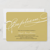 Invitation Baptême scénarisé Rosaire Croix d'or religieuse (Devant)