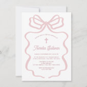 Invitation Baptême simple à la corne rose (Devant)