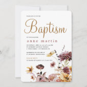 Invitation Baptême simple de la fille Fleur sauvage Floral (Devant)
