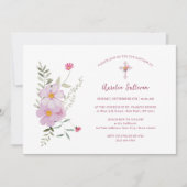 Invitation Baptême simple Fleur sauvage (Devant)