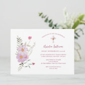 Invitation Baptême simple Fleur sauvage (Debout devant)