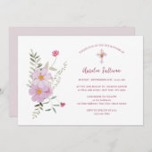 Invitation Baptême simple Fleur sauvage (Devant / Derrière)