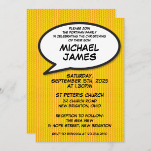 Invitation Baptême simple moderne Baptême Christening Fun Com