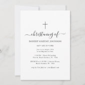 Invitation Baptême simple Noir & Blanc Christening Garçon Fil (Devant)